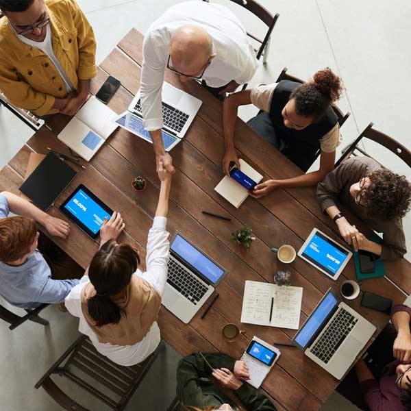 people at a discussion table